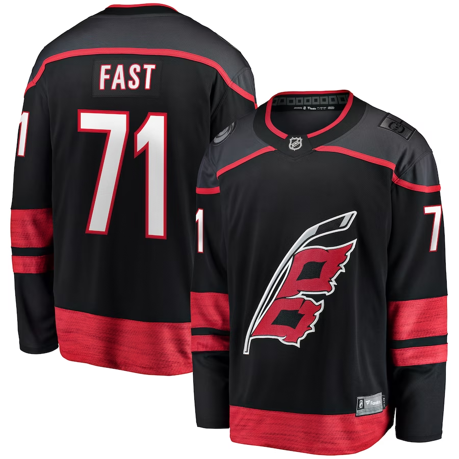 Men's Carolina Hurricanes Jesper Fast #71 Black Home Breakaway Jersey